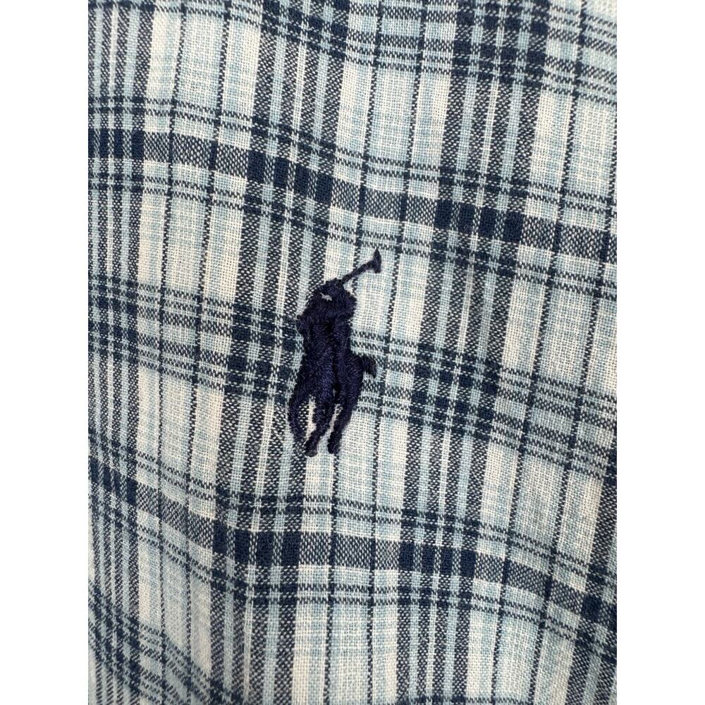 Ralph Lauren Classic Fit Shortsleeve Men's Size XL 100% Cotton Blue White Check - Picture 5 of 6